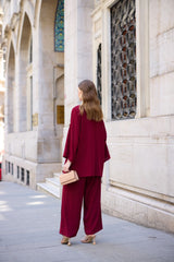 Krep Blazer Takım - Bordo
