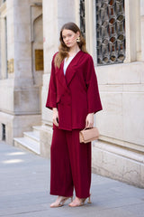 Krep Blazer Takım - Bordo
