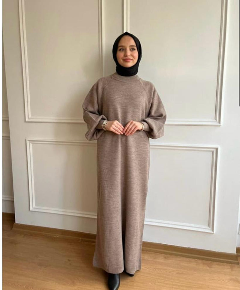 Balon Kol Triko Elbise-Vizon