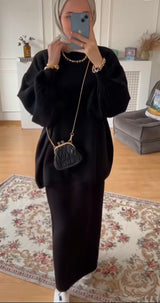 Lorey Triko Etekli Takım-Siyah