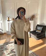 Luna Triko Elbise-Bej