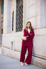 Krep Blazer Takım - Bordo