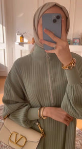 Luna Triko Elbise-Yeşil