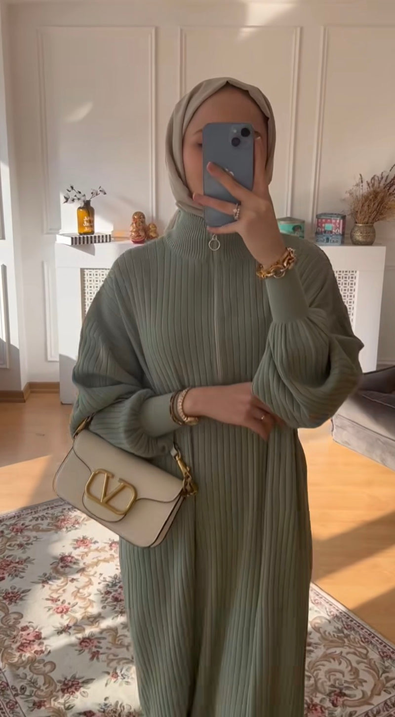 Luna Triko Elbise-Yeşil