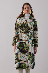 Yaprak Desenli Trench Coat