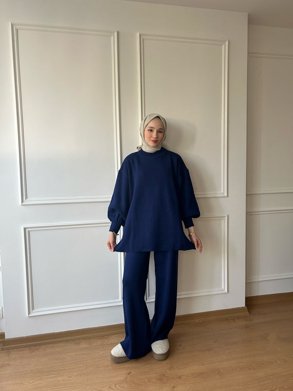 Balon Kol Triko Takım-Lacivert