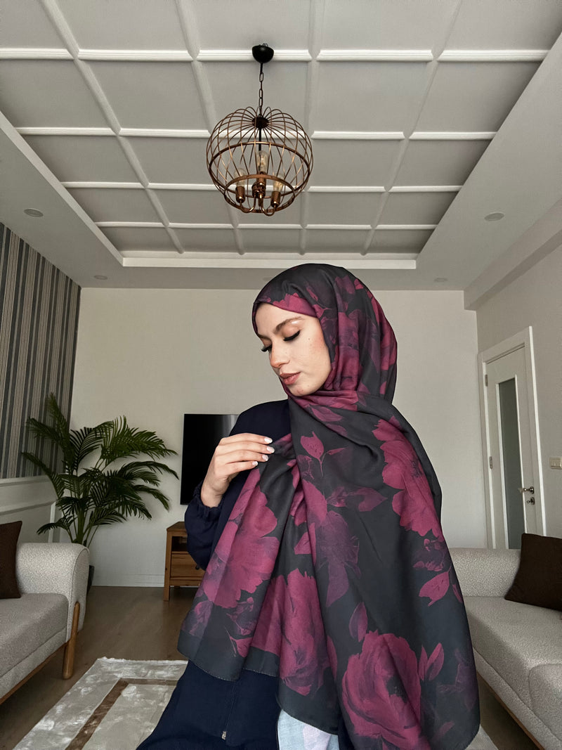 Azalea Soft Şal-Fuşya/Siyah