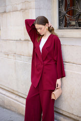 Krep Blazer Takım - Bordo