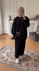 Lorey Triko Etekli Takım-Siyah