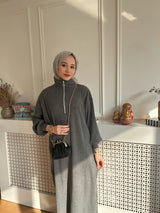 Luna Triko Elbise-Füme