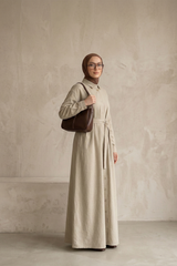 Keten Gömlek Elbise - Natural