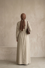 Keten Gömlek Elbise - Natural