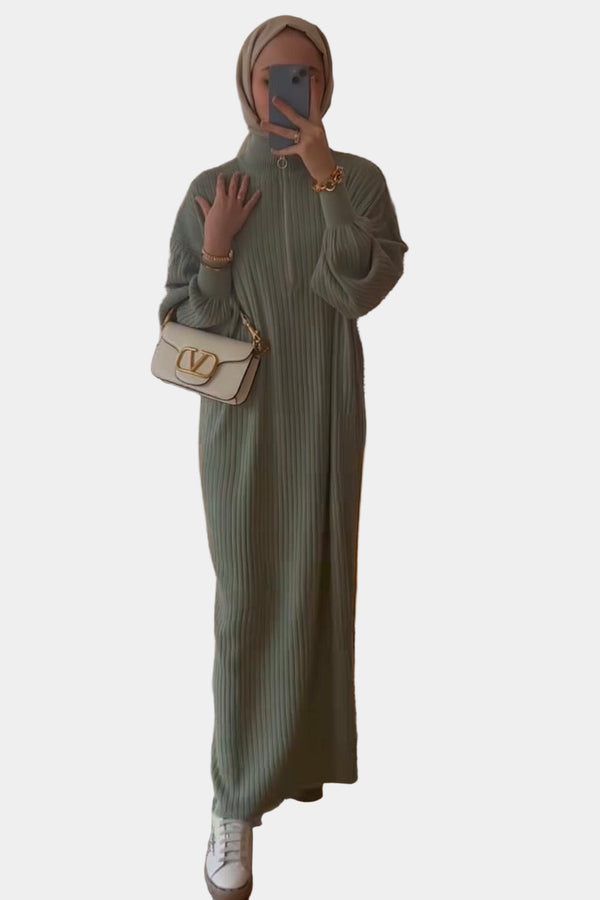 Luna Triko Elbise-Yeşil