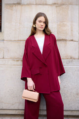Krep Blazer Takım - Bordo
