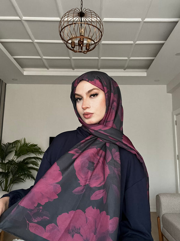 Azalea Soft Şal-Fuşya/Siyah