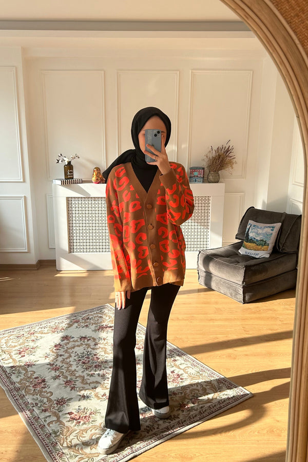 Leopar Desenli Hırka