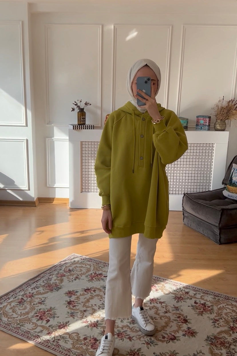 Yakası Çıtçıtlı Sweat