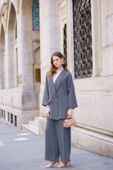 Krep Blazer Takım - Gri