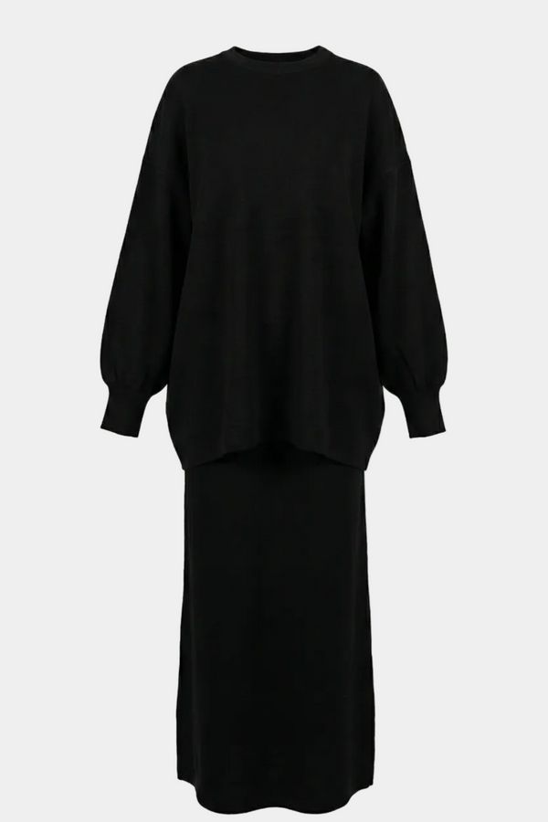 Lorey Triko Etekli Takım-Siyah