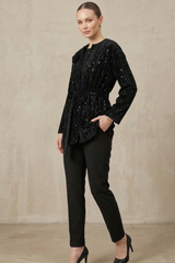 Gala Kadife Kimono - Siyah