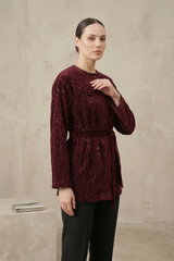 Gala Kadife Kimono - Kırmızı