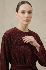 Gala Kadife Kimono - Kırmızı