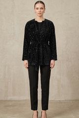 Gala Kadife Kimono - Siyah