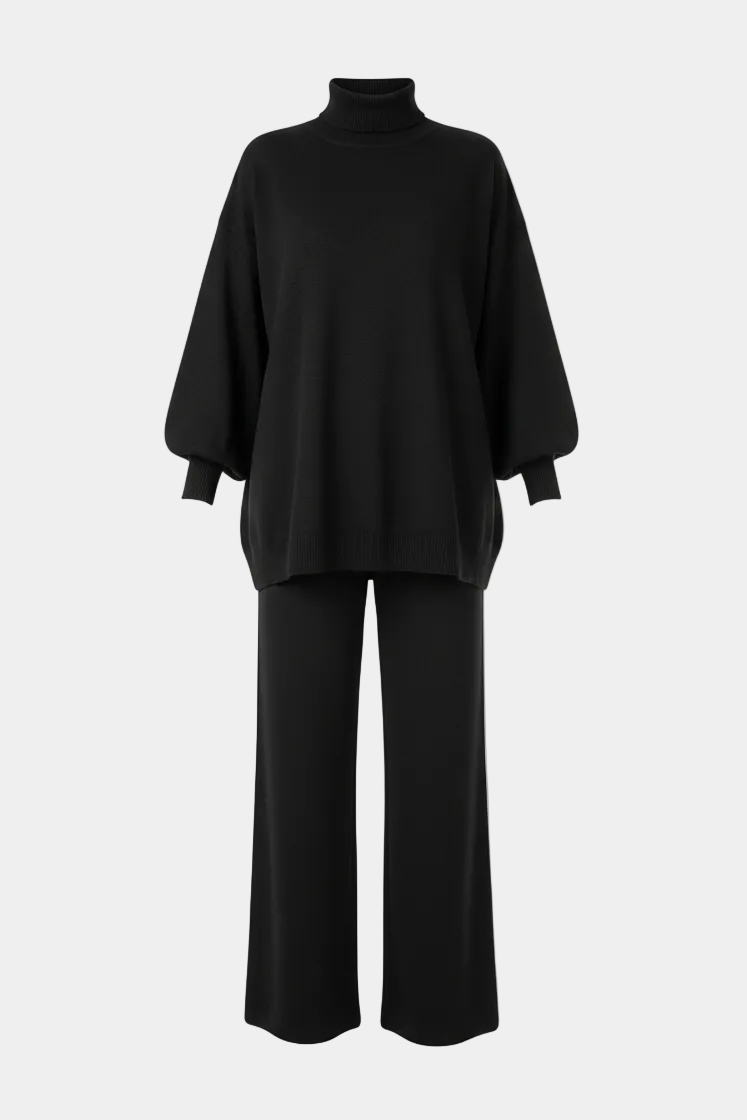 Balon Kol Triko Takım-Siyah