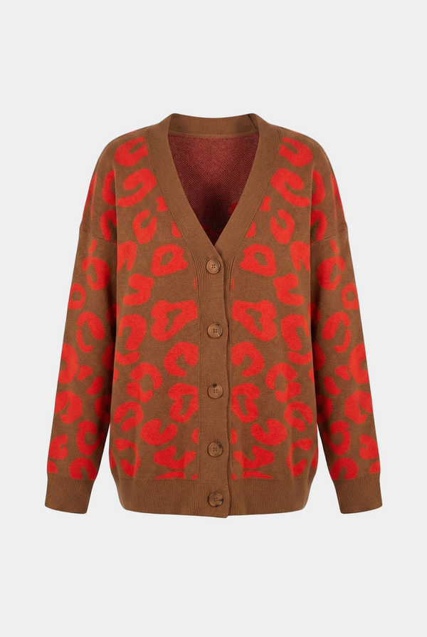 Leopar Desenli Hırka