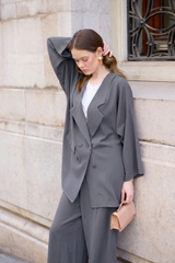 Krep Blazer Takım - Gri